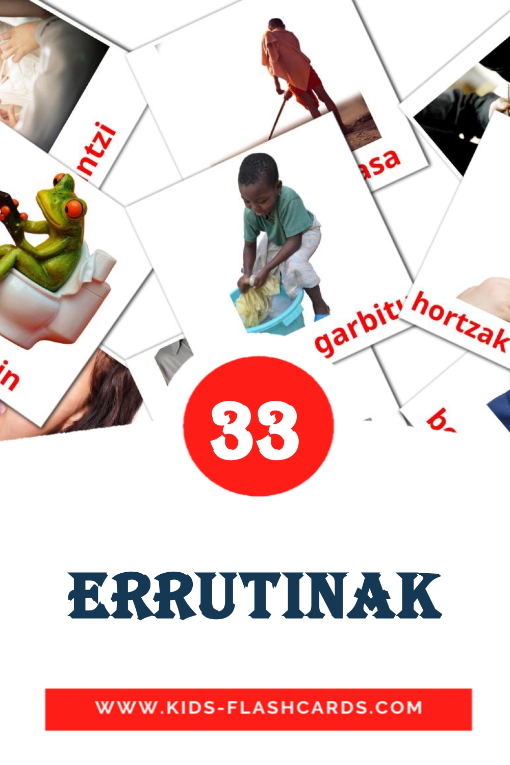 33 tarjetas didacticas de Errutinak para el jardín de infancia en euskera
