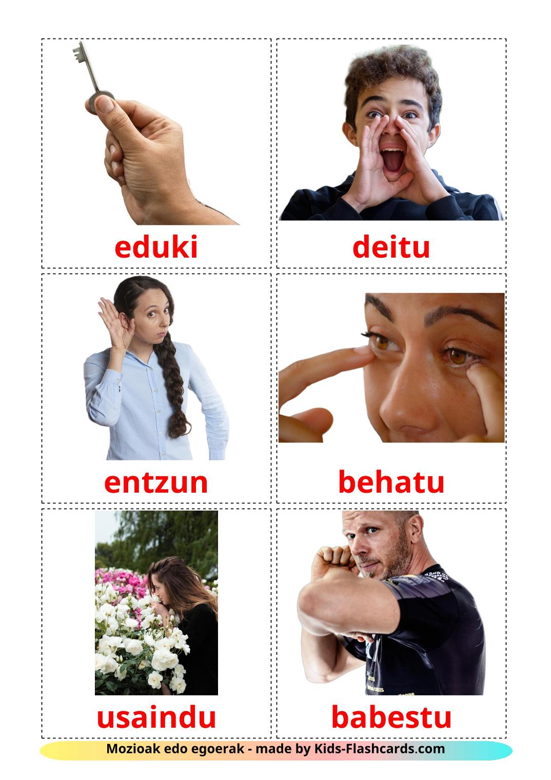Les Verbes d'États - 23 Flashcards basque imprimables gratuitement
