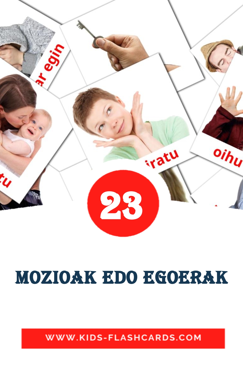 23 Mozioak edo egoerak Picture Cards for Kindergarden in basque
