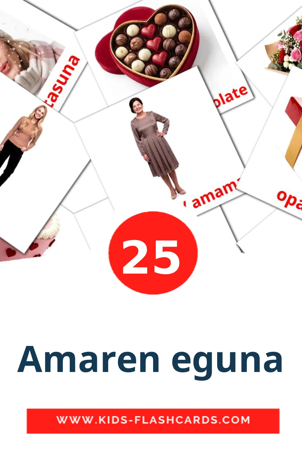 25 Amaren eguna leerkaarten voor kleuters in het baskisch