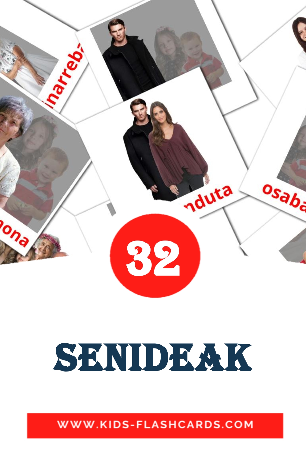 32 Senideak Picture Cards for Kindergarden in basque