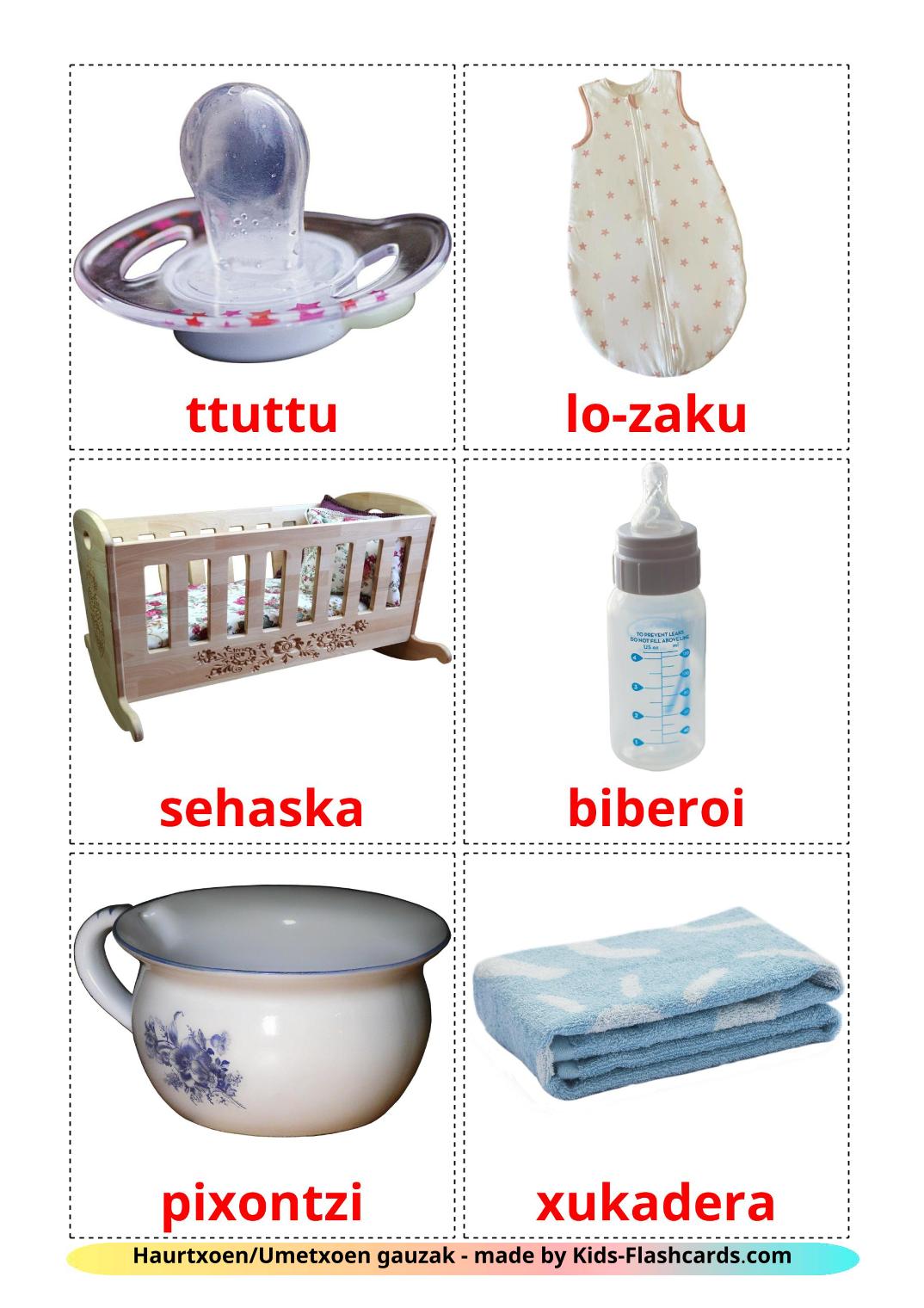 Baby things - 19 Free Printable basque Flashcards 