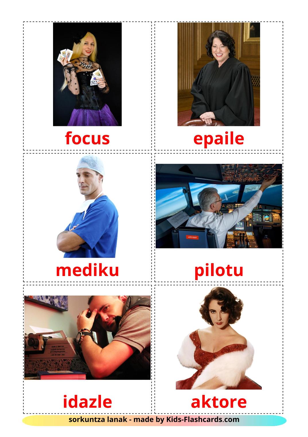 Professions - 36 Free Printable basque Flashcards 