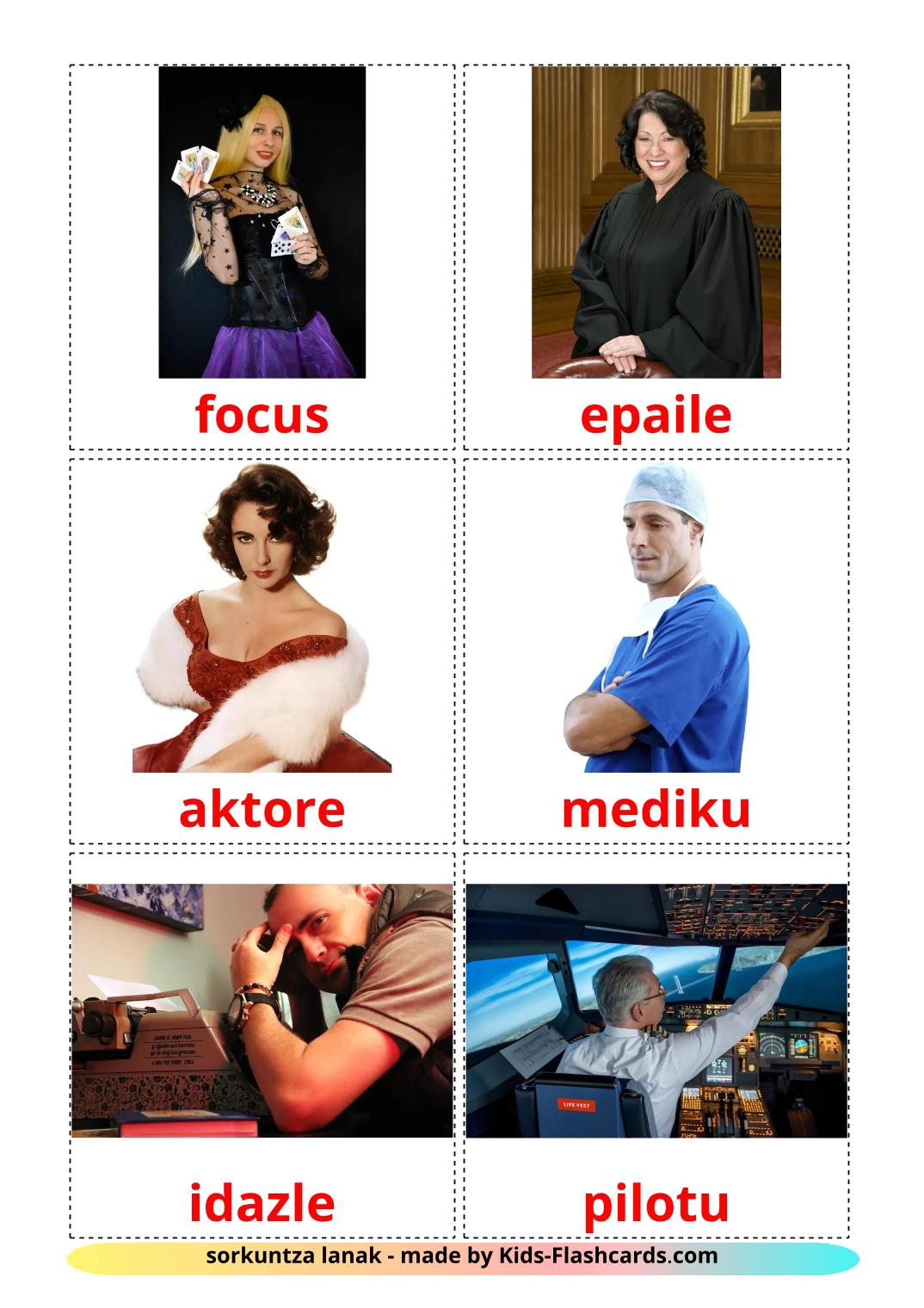 Professions - 32 Free Printable basque Flashcards 