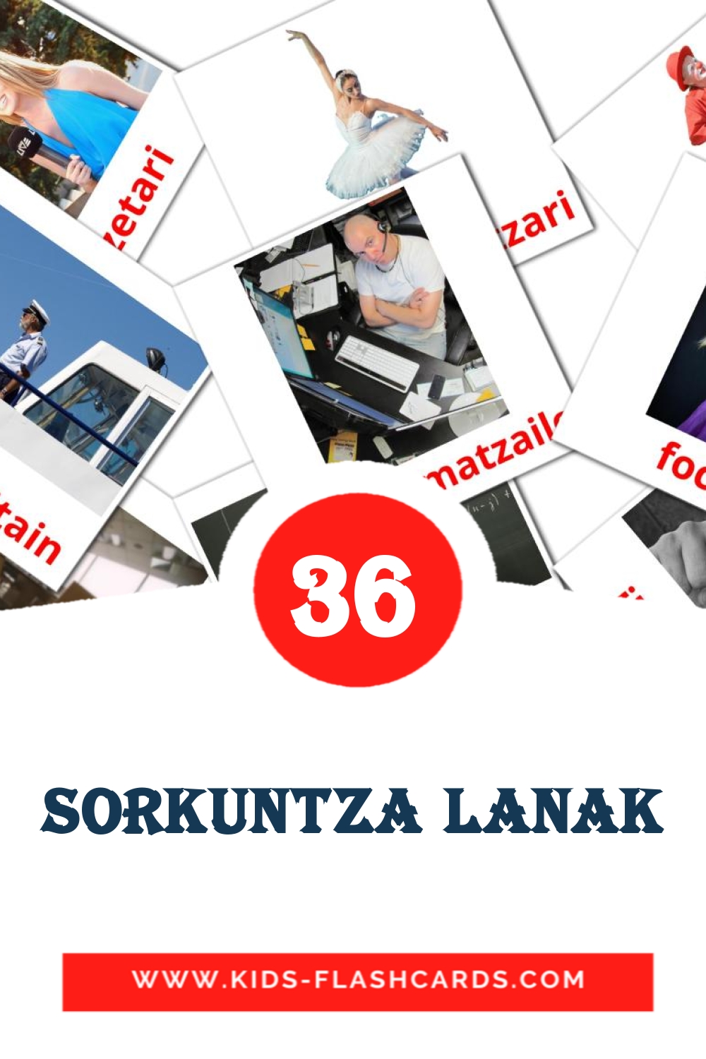 36 sorkuntza lanak Picture Cards for Kindergarden in basque