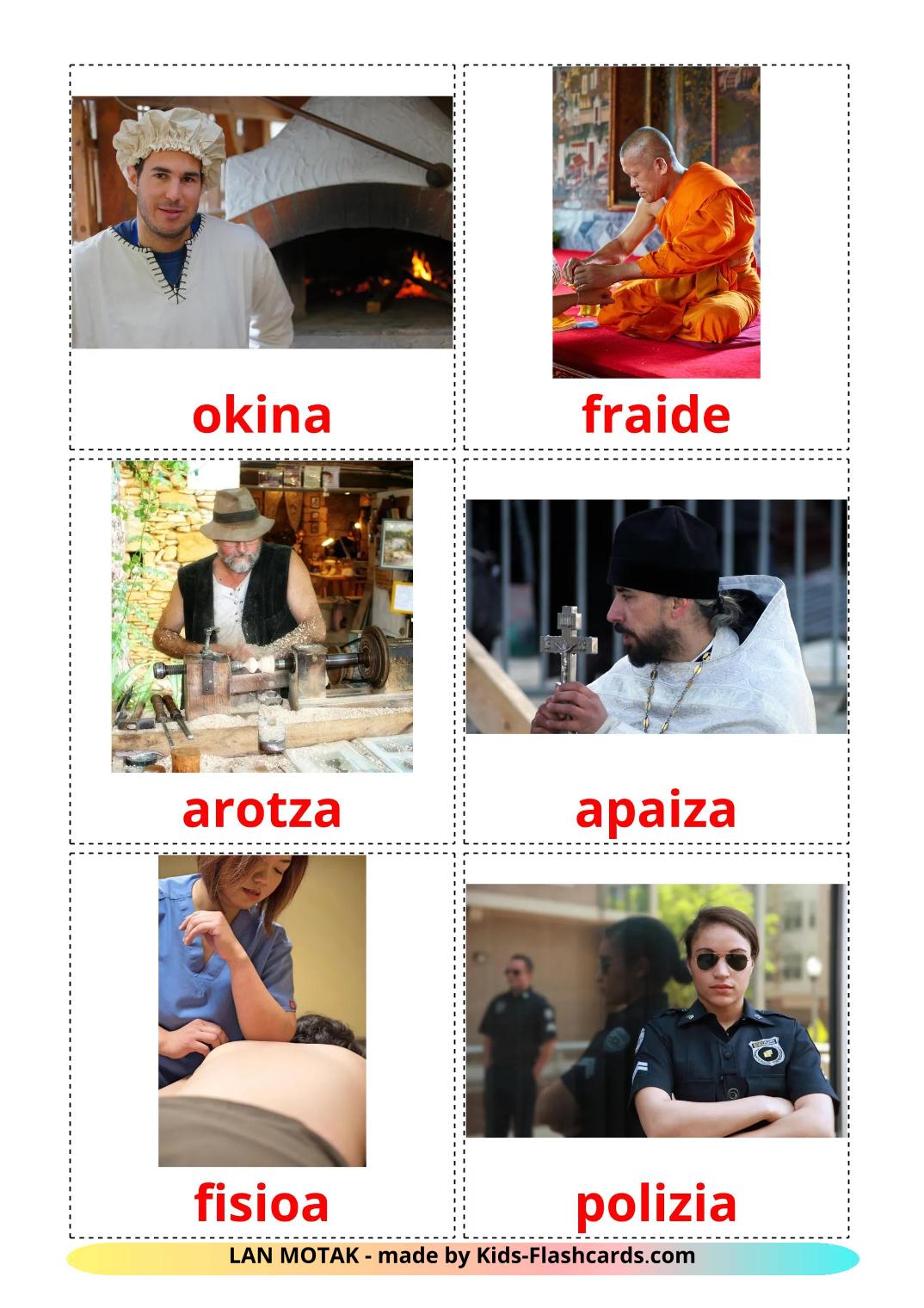 Banen en beroepen - 48 gratis printbare baskische kaarten
