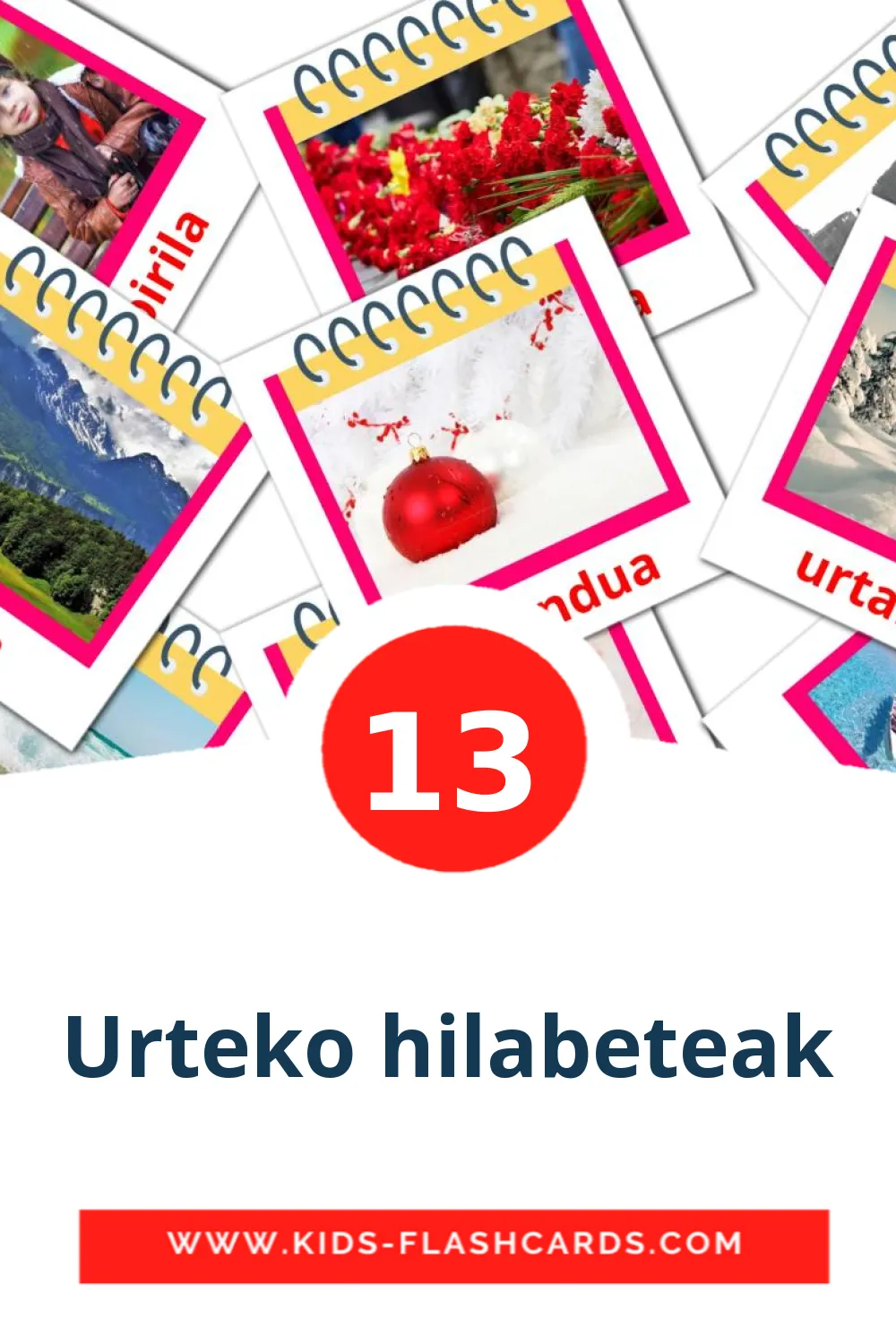 13 carte illustrate di Urteko hilabeteak per la scuola materna in basco