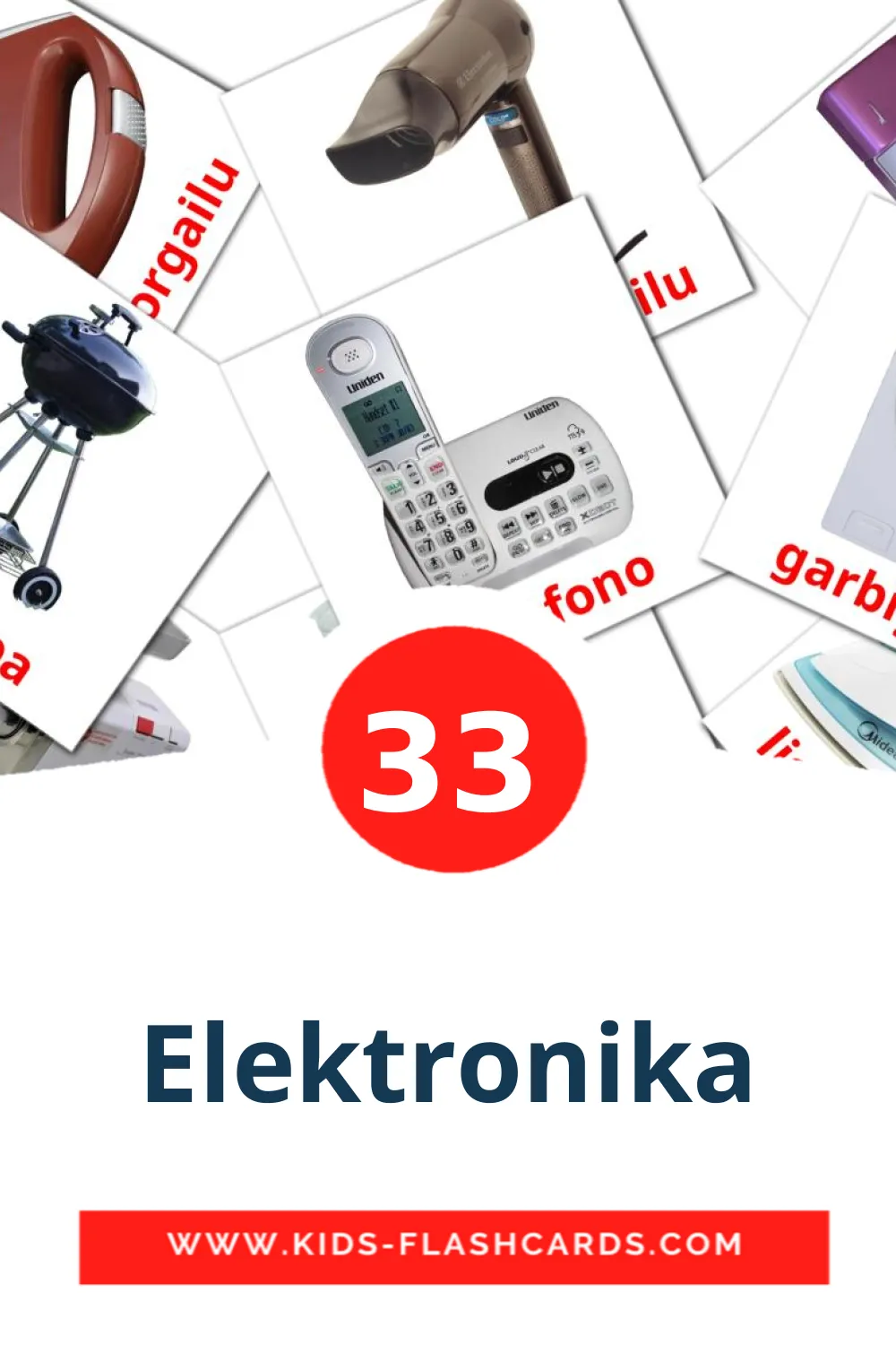 33 Elektronika Picture Cards for Kindergarden in basque