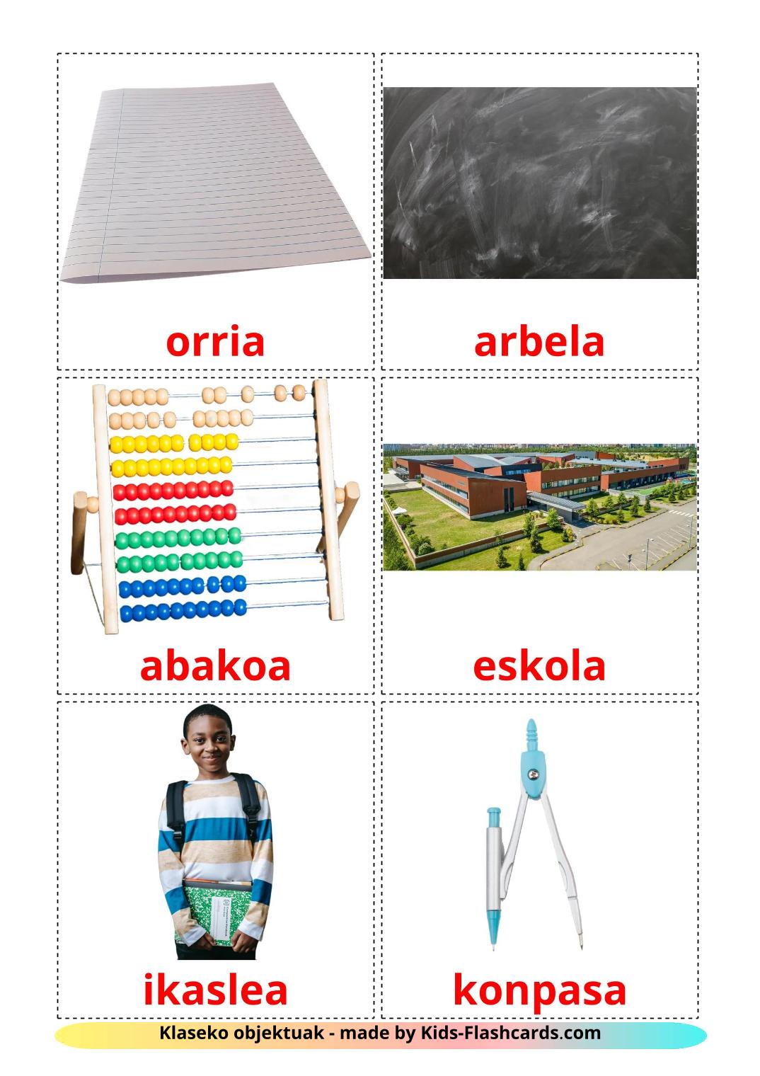 Classroom objects - 37 Free Printable basque Flashcards 