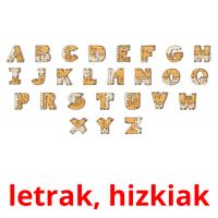 letrak, hizkiak flashcards illustrate