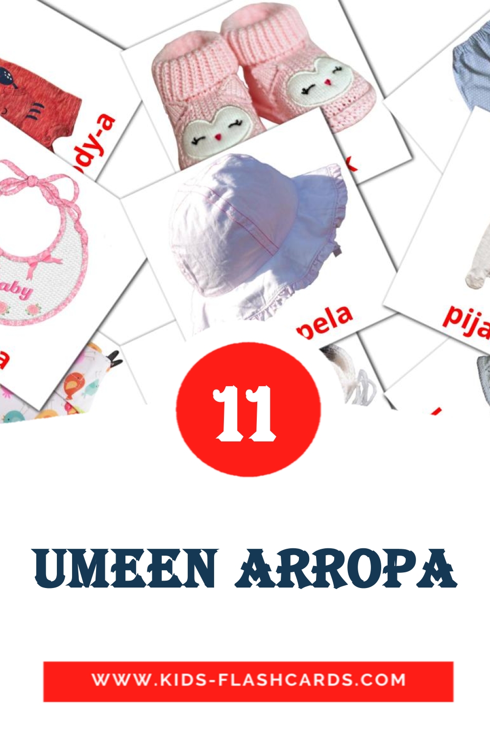 11 carte illustrate di umeen arropa per la scuola materna in basco
