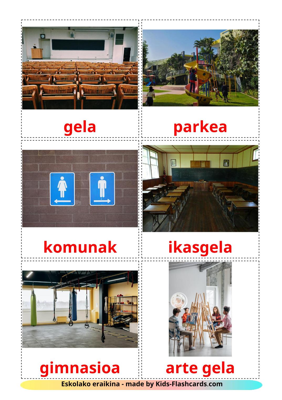 Edificio escolar - 17 fichas de euskera para imprimir gratis 