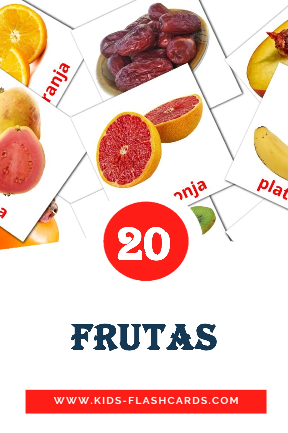 20 Cartões com Imagens de Frutas para Jardim de Infância em basco