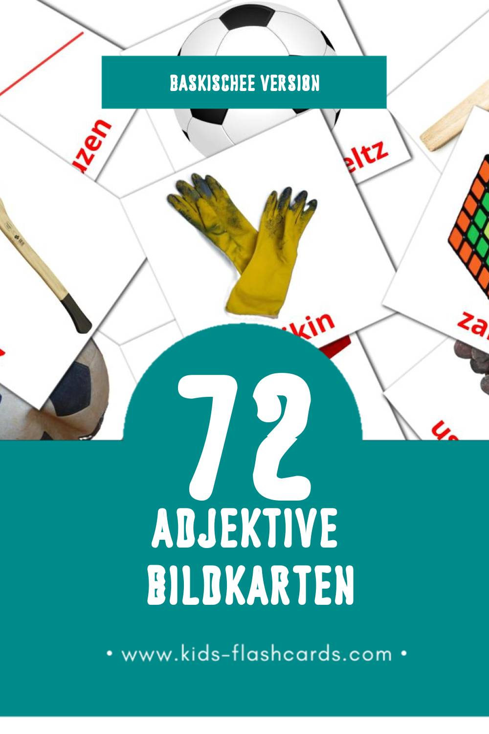 Visual Adjektiboak Flashcards für Kleinkinder (72 Karten in Baskische)