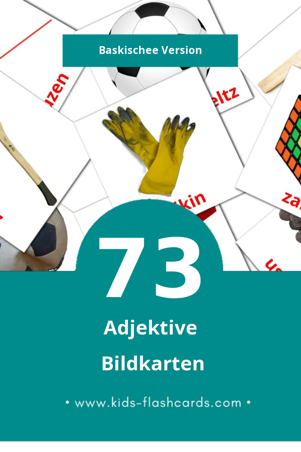 Visual Adjektiboak Flashcards für Kleinkinder (73 Karten in Baskische)