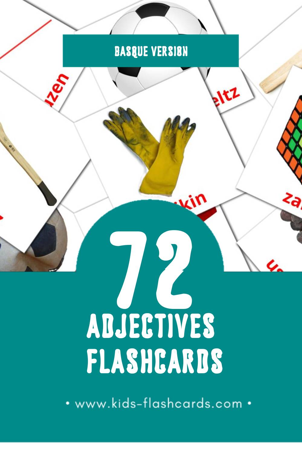 Visual Adjektiboak Flashcards for Toddlers (74 cards in Basque)