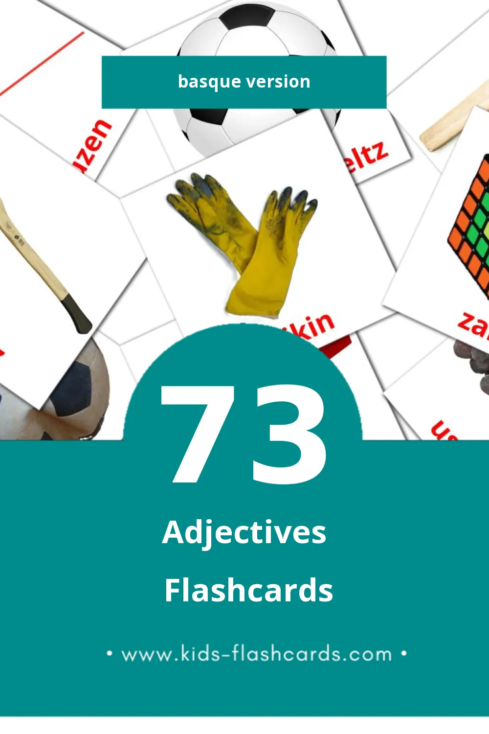 Visual Adjektiboak Flashcards for Toddlers (73 cards in Basque)