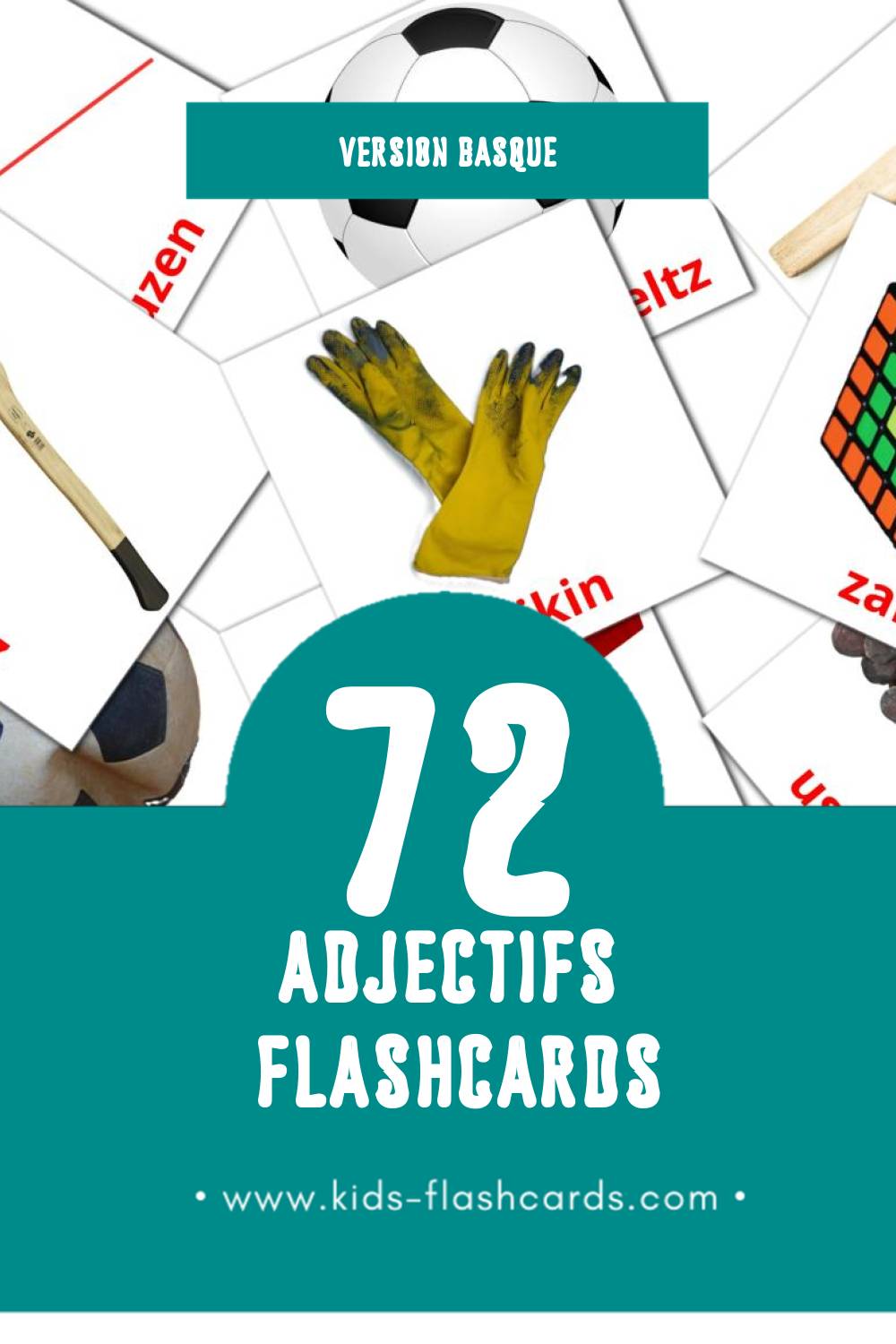 Flashcards Visual Adjektiboak pour les tout-petits (72 cartes en Basque)