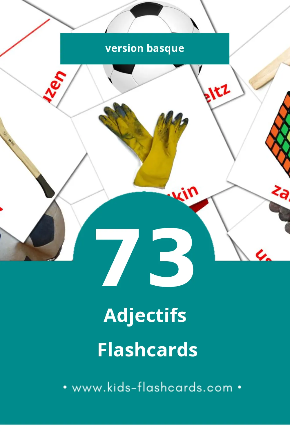 Flashcards Visual Adjektiboak pour les tout-petits (73 cartes en Basque)