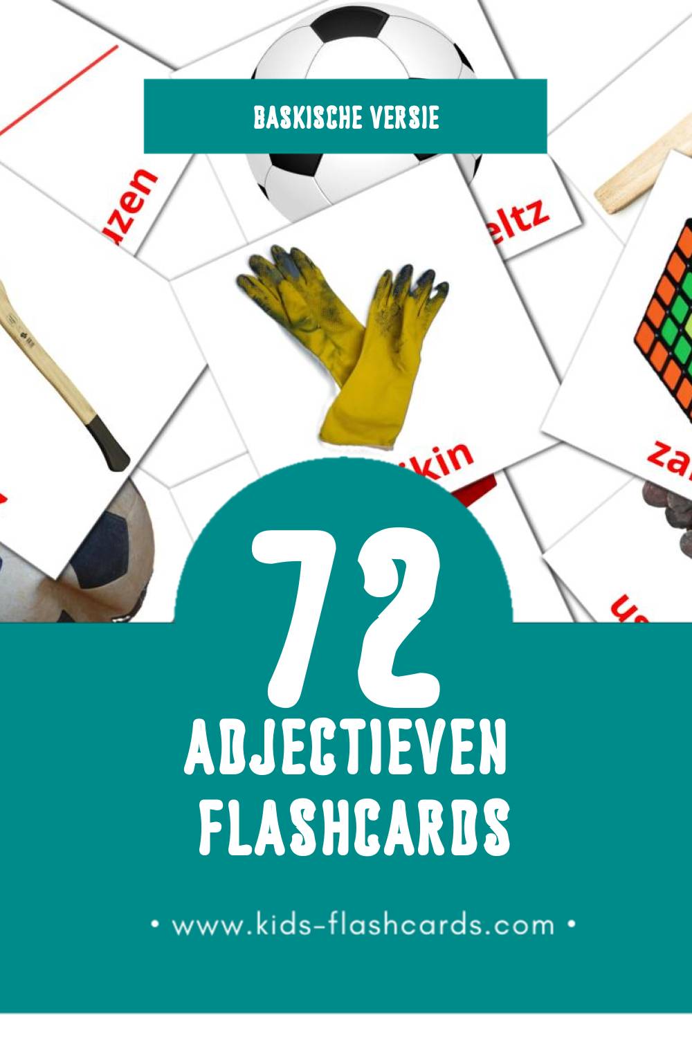Visuele Adjektiboak Flashcards voor Kleuters (72 kaarten in het Baskisch)