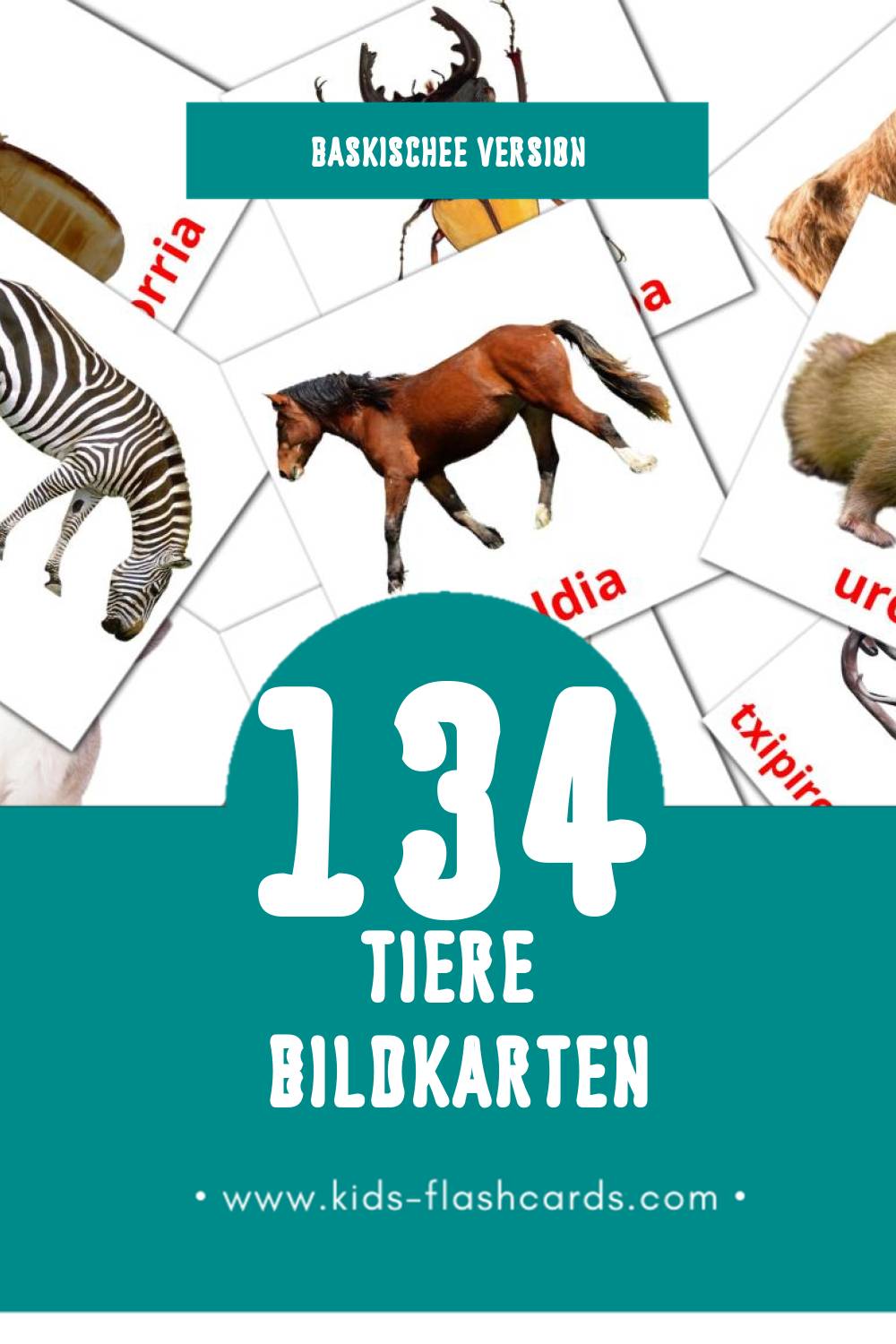 Visual Animaliak Flashcards für Kleinkinder (134 Karten in Baskische)