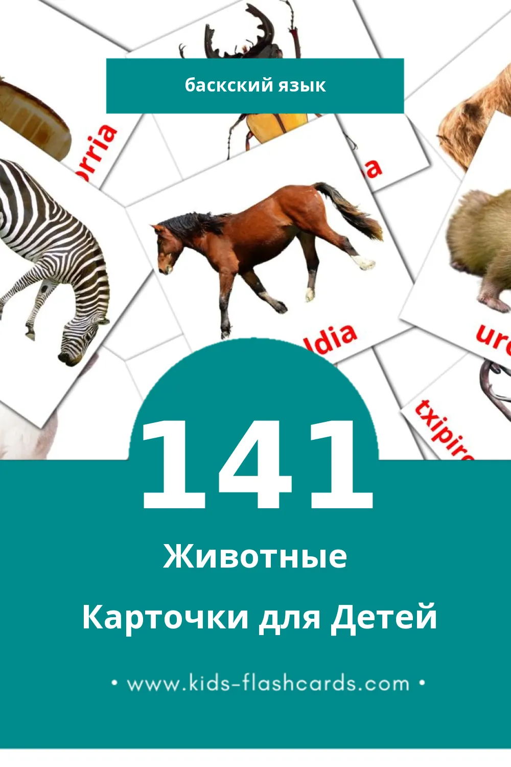 "Animaliak" - Визуальный Баскском Словарь для Малышей (141 картинок)