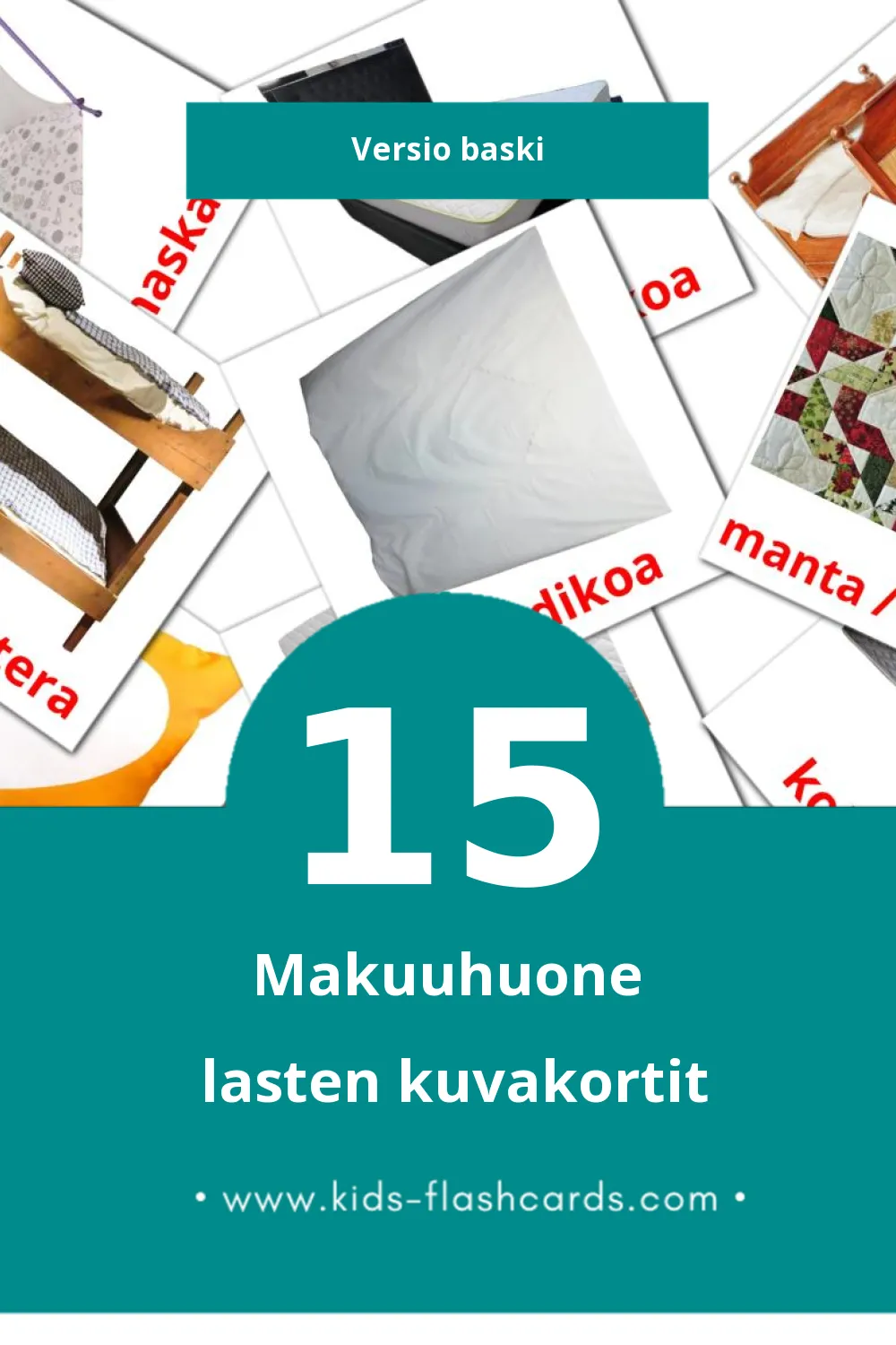 Logela lasten kuvakortit pikkulapsille (15 korttia Baskiksi)