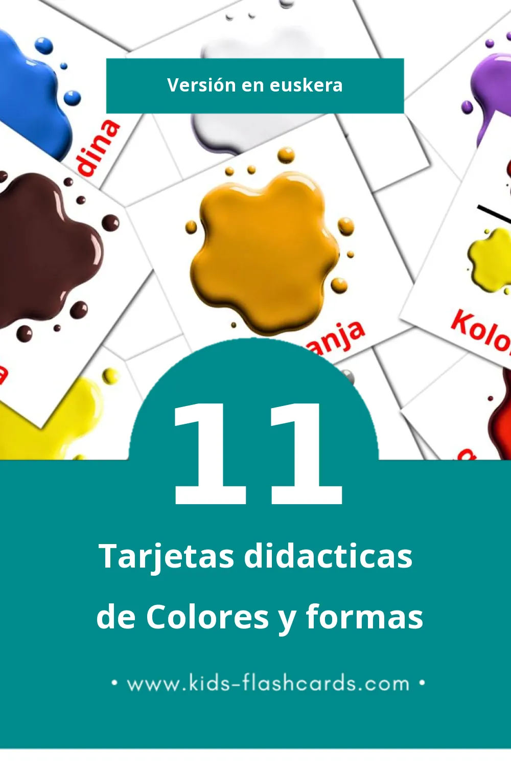 Tarjetas visuales de Koloreak eta Formak para niños pequeños (11 tarjetas en Euskera)