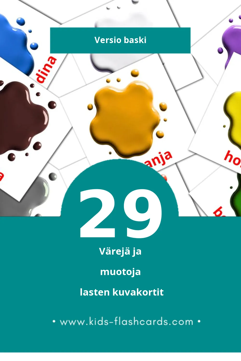 Koloreak eta Formak lasten kuvakortit pikkulapsille (29 korttia Baskiksi)