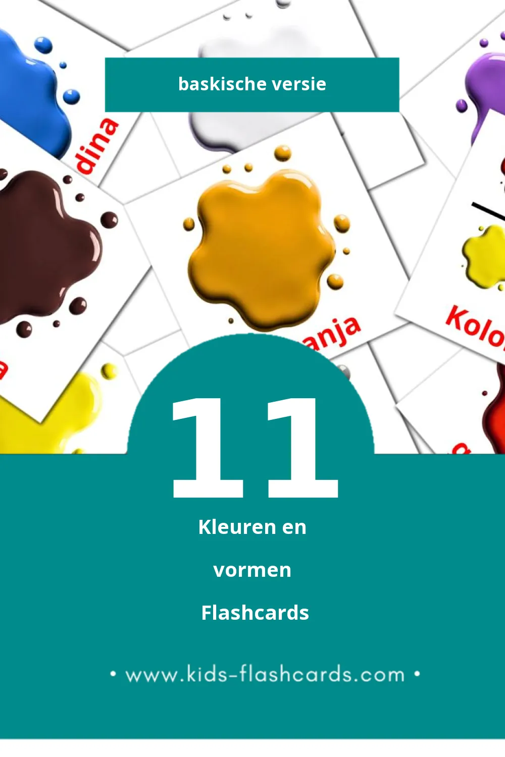 Visuele Koloreak eta Formak Flashcards voor Kleuters (11 kaarten in het Baskisch)