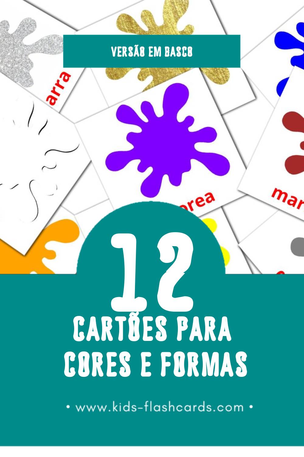 Flashcards de Koloreak eta Formak Visuais para Toddlers (12 cartões em Basco)