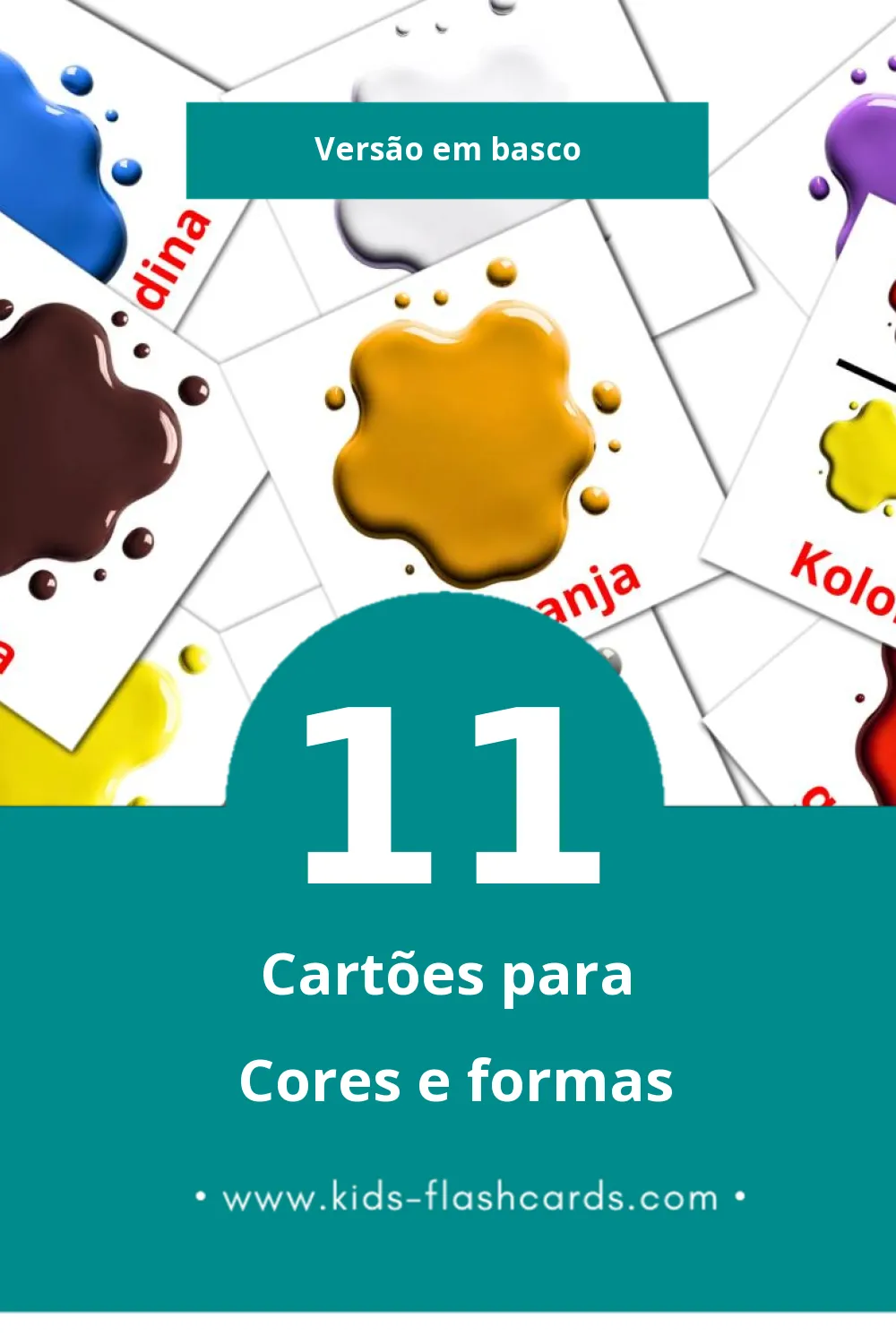 Flashcards de Koloreak eta Formak Visuais para Toddlers (11 cartões em Basco)