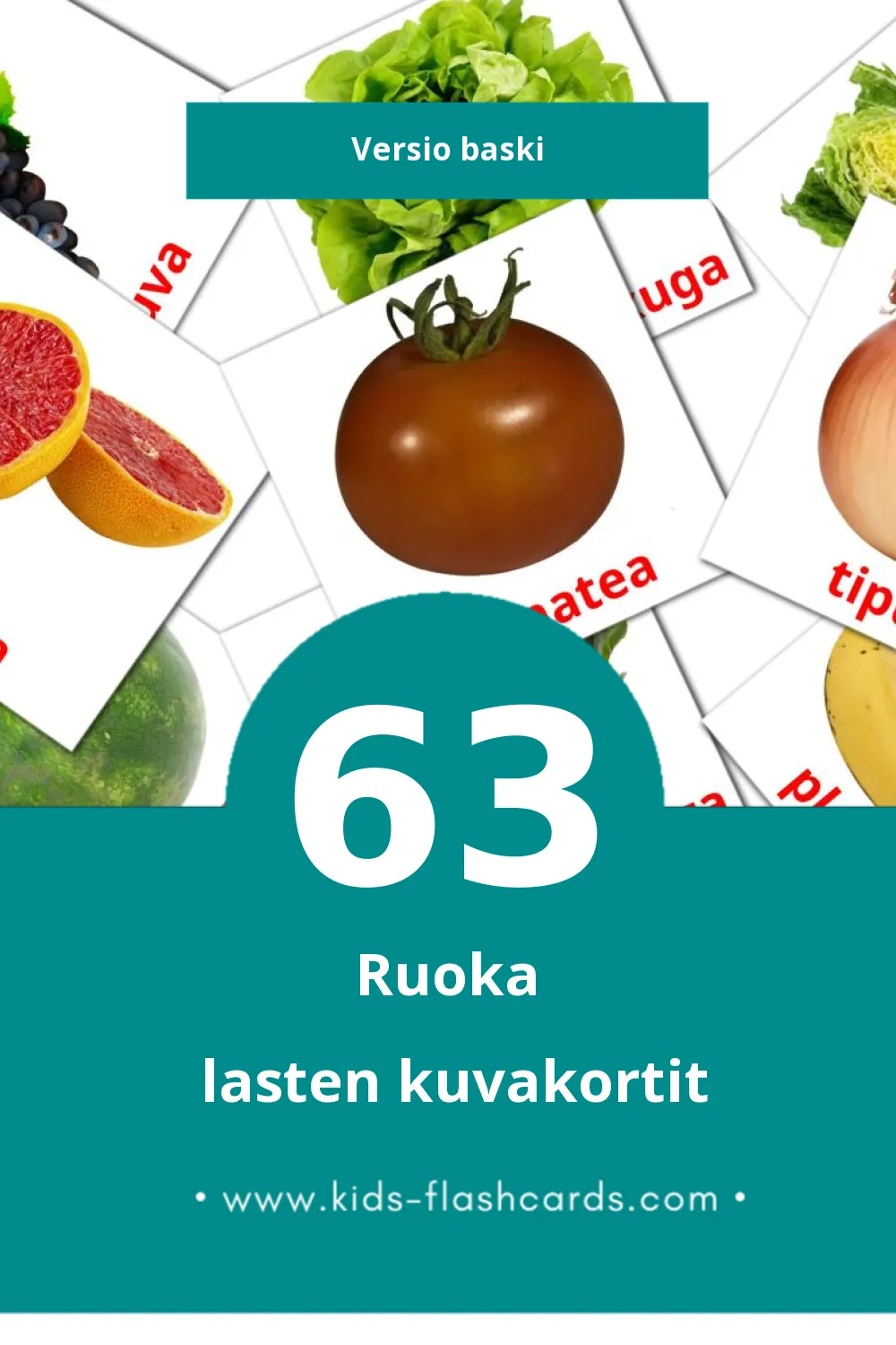 Janaria lasten kuvakortit pikkulapsille (63 korttia Baskiksi)