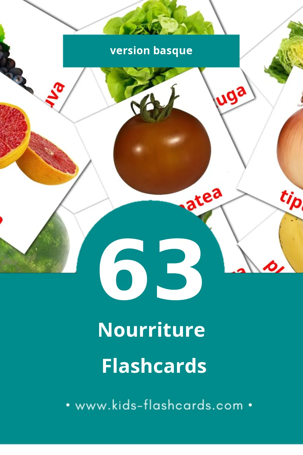 Flashcards Visual Janaria pour les tout-petits (63 cartes en Basque)