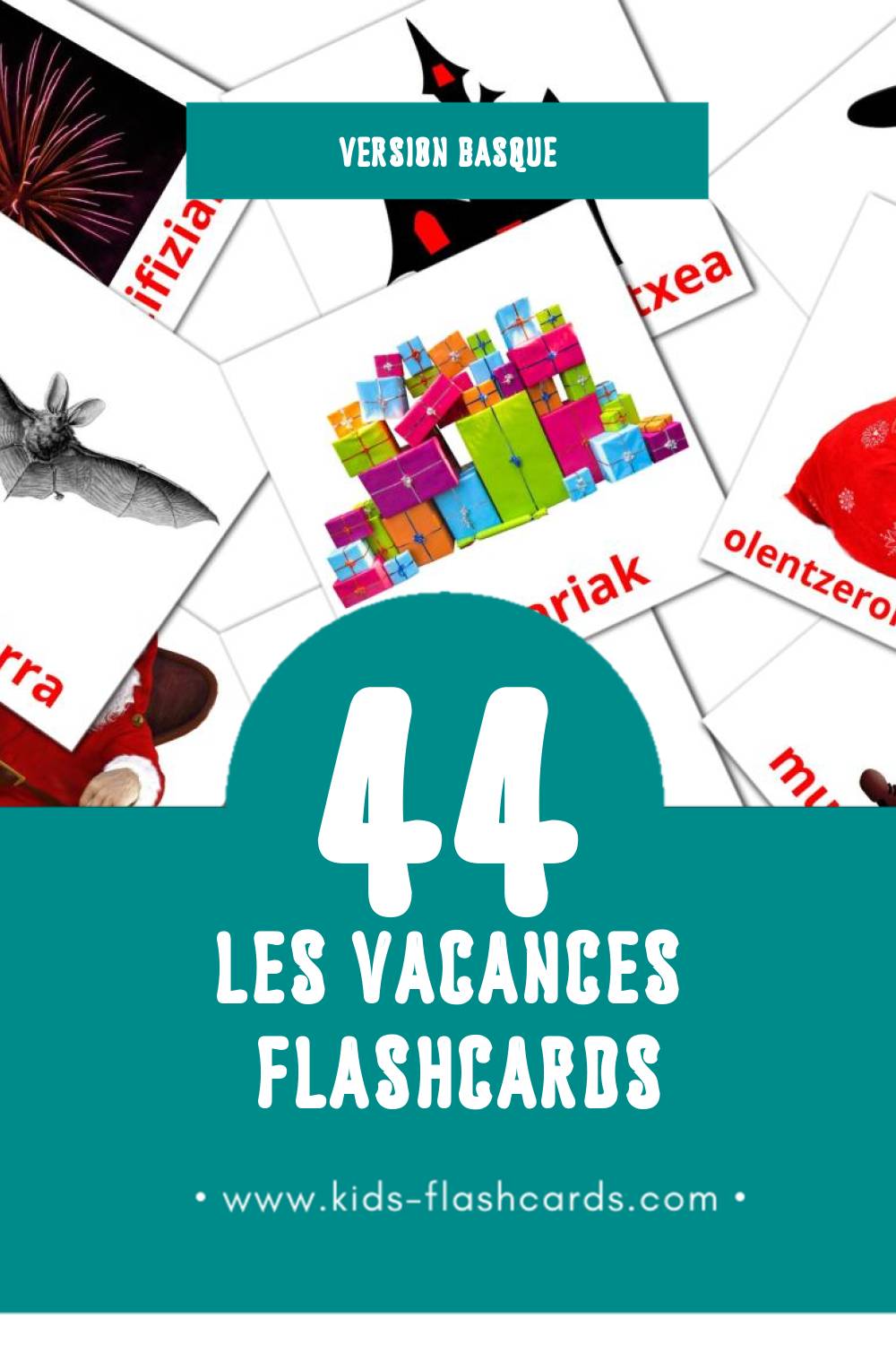 Flashcards Visual Oporrak pour les tout-petits (44 cartes en Basque)