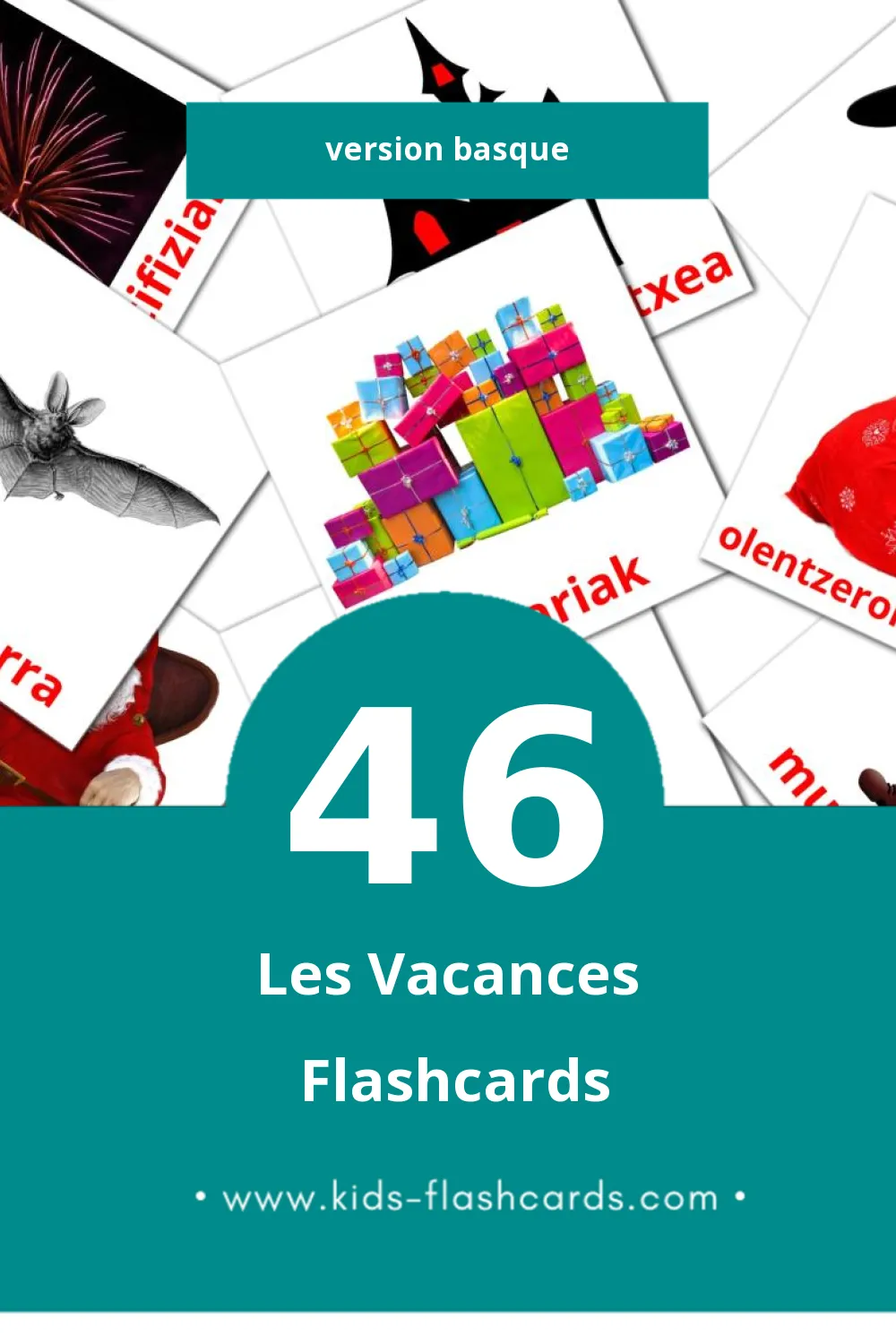 Flashcards Visual Oporrak pour les tout-petits (46 cartes en Basque)