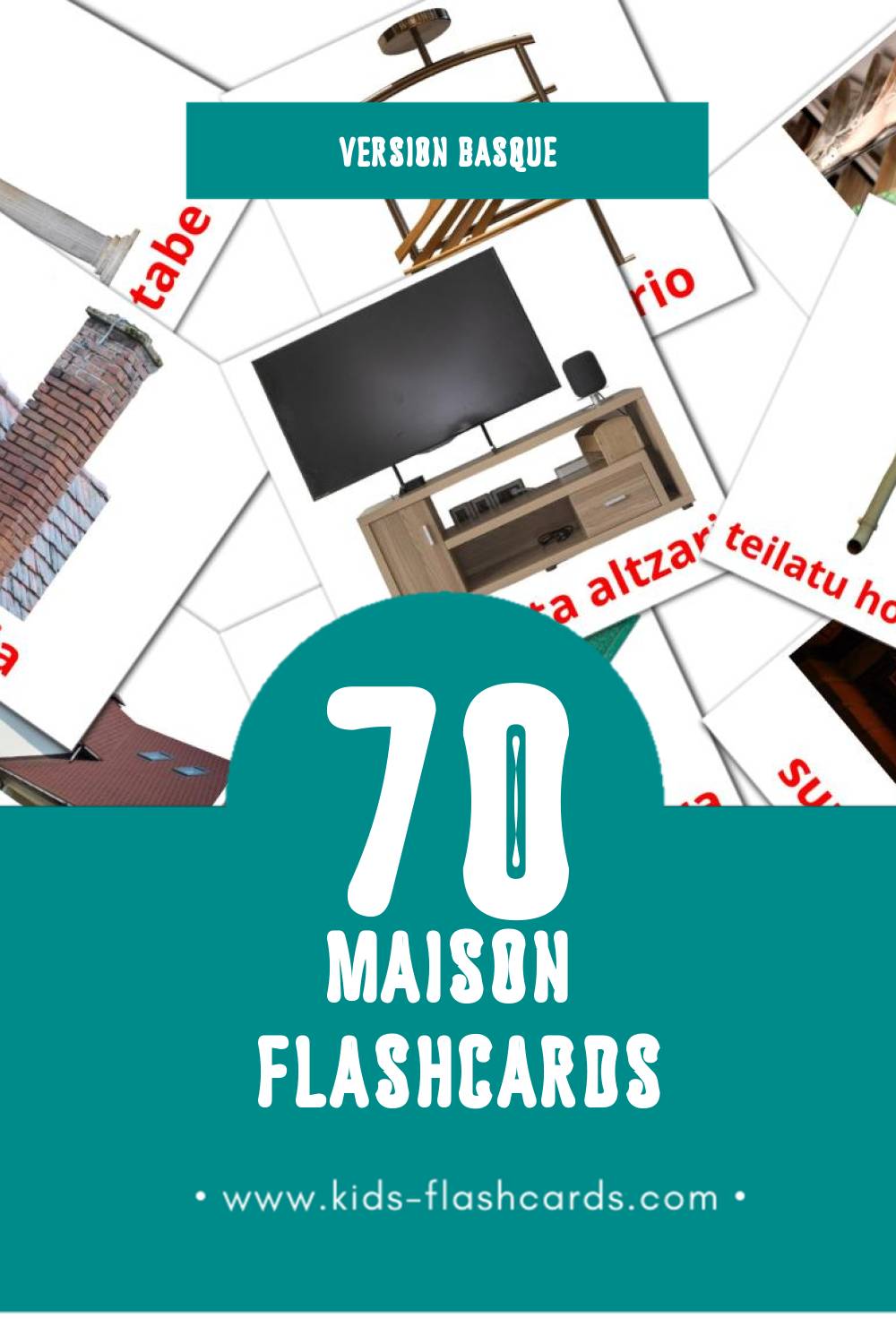 Flashcards Visual etxea pour les tout-petits (70 cartes en Basque)