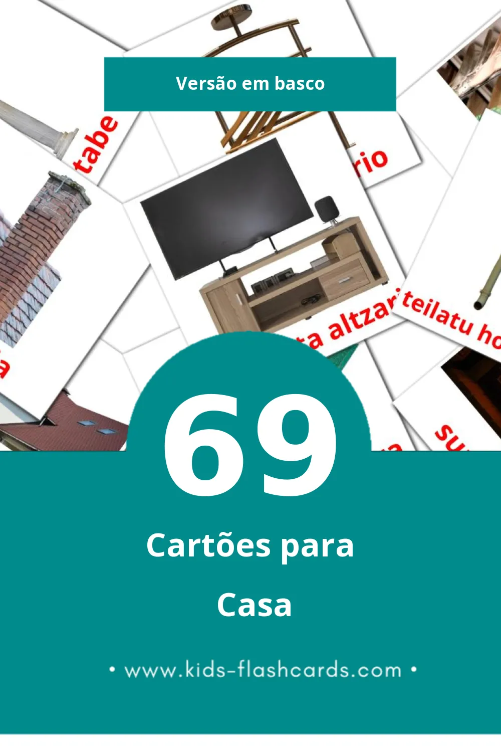 Flashcards de etxea Visuais para Toddlers (69 cartões em Basco)