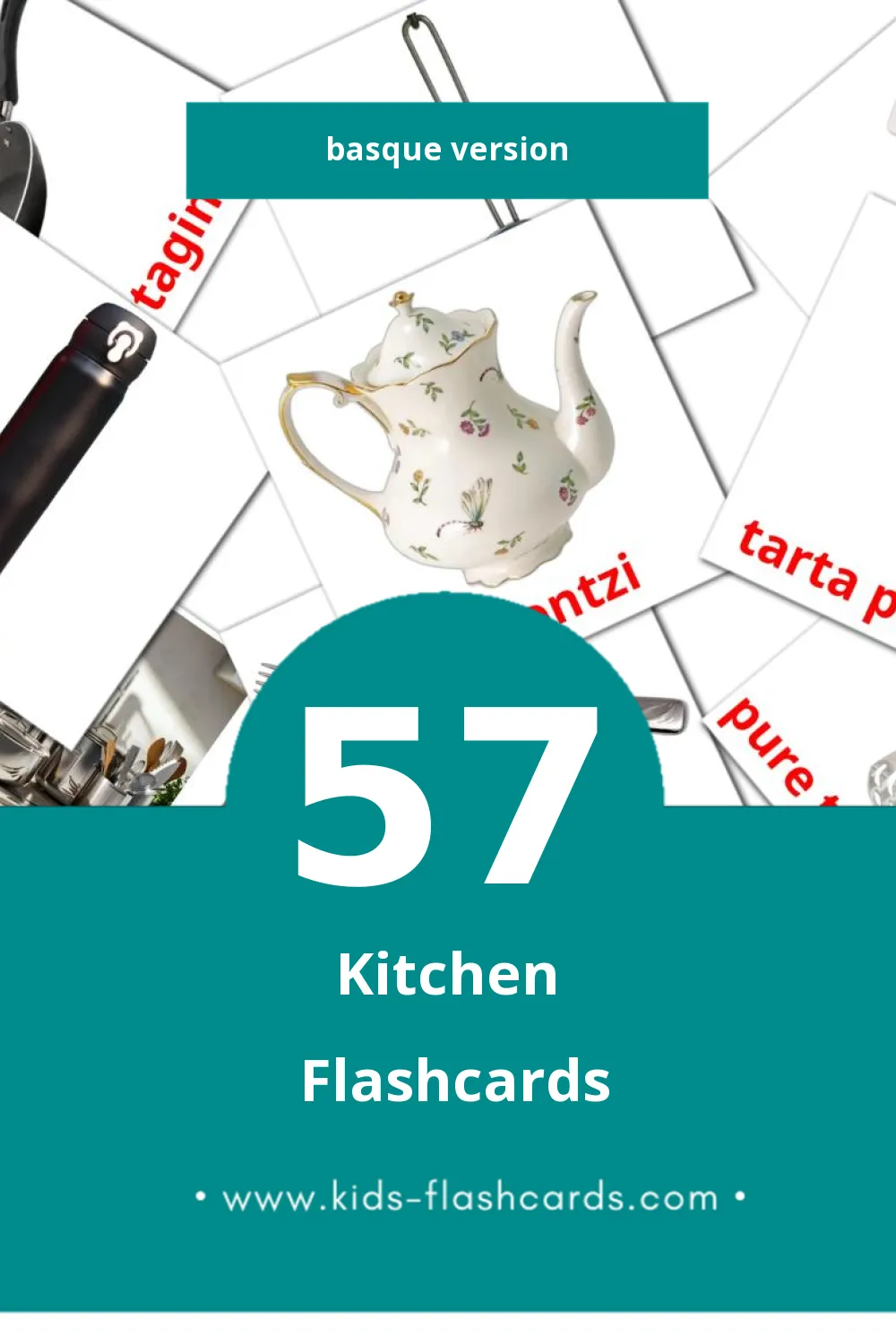 Visual сuisine Flashcards for Toddlers (57 cards in Basque)