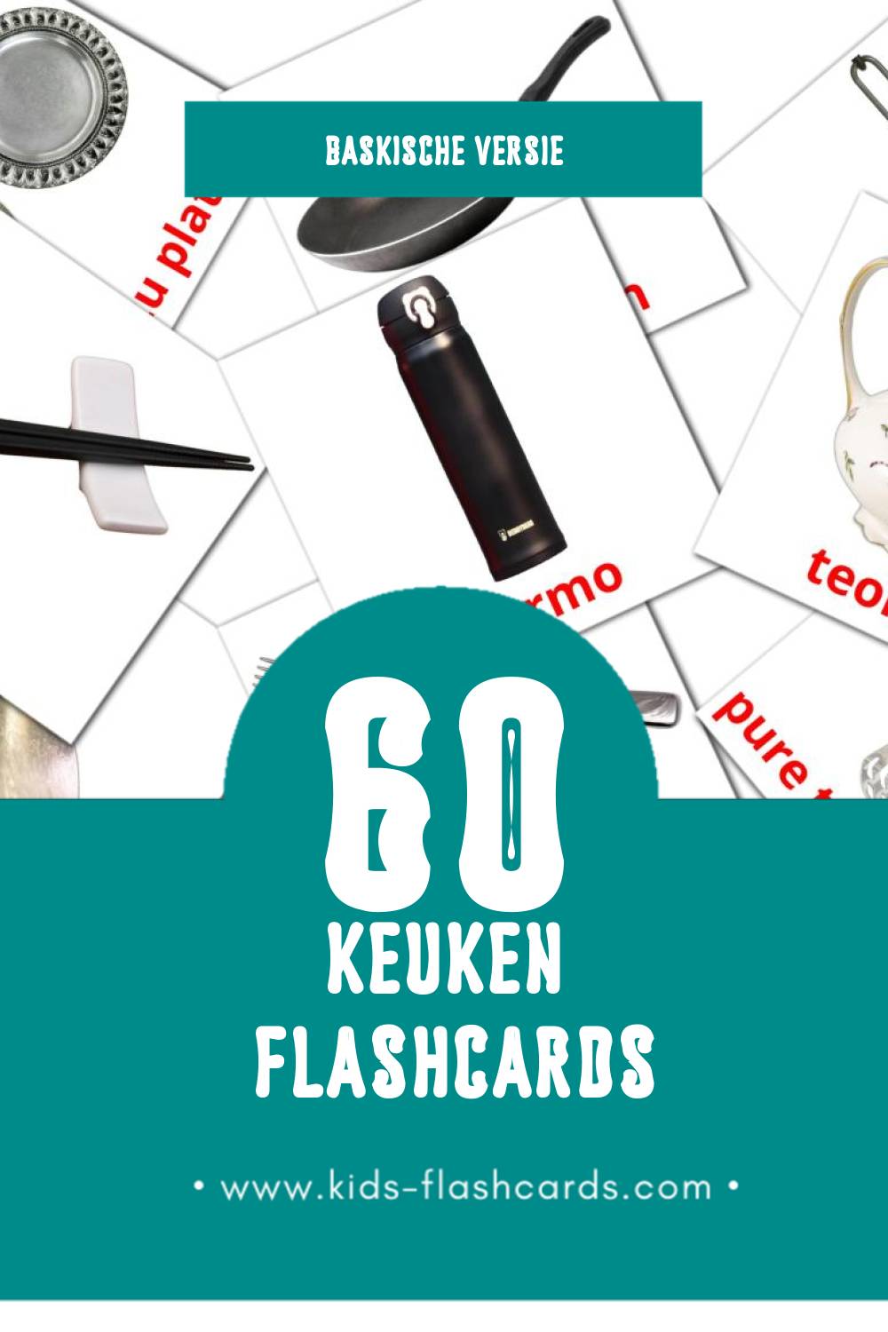 Visuele сuisine Flashcards voor Kleuters (60 kaarten in het Baskisch)