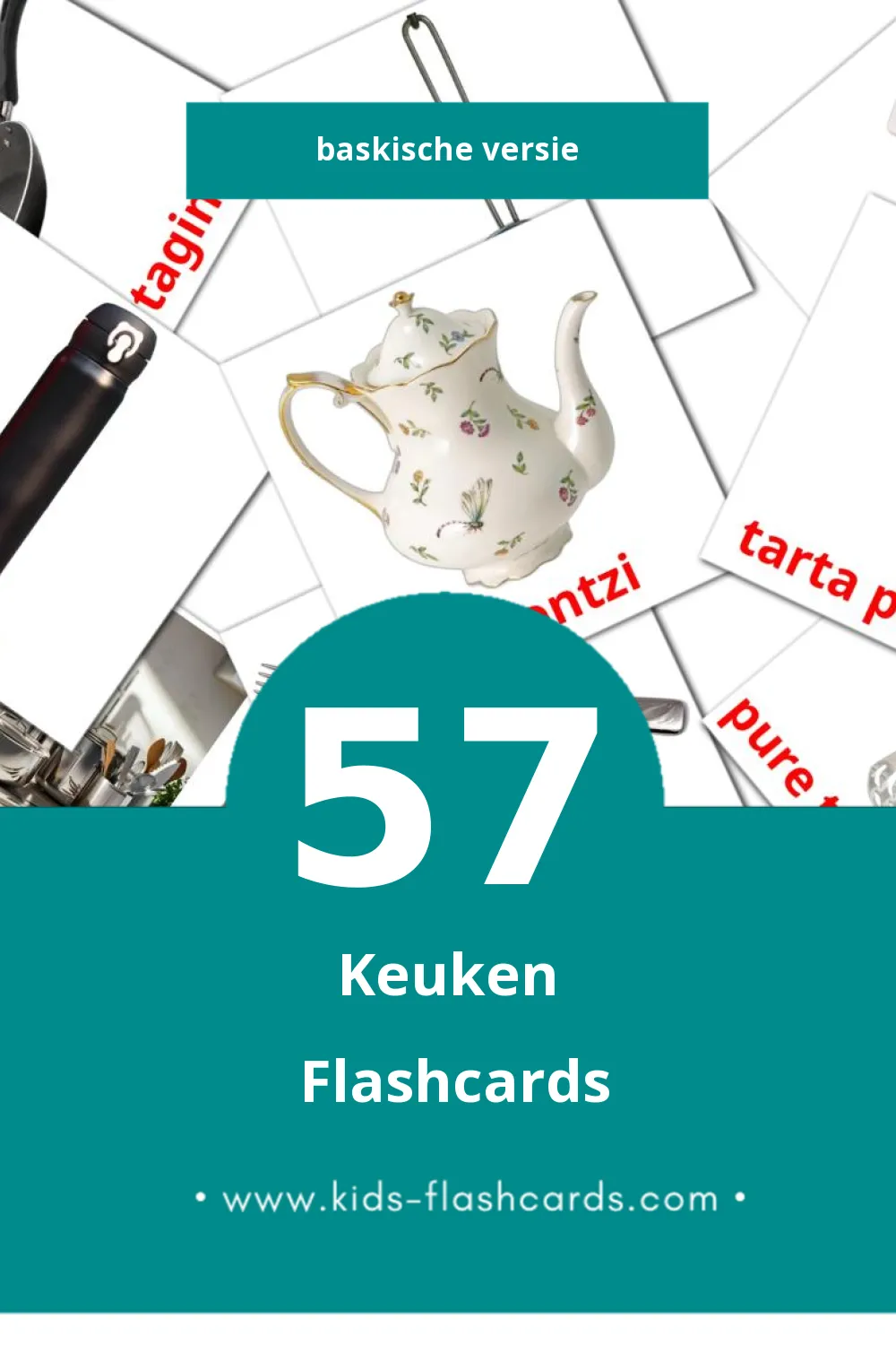 Visuele сuisine Flashcards voor Kleuters (57 kaarten in het Baskisch)