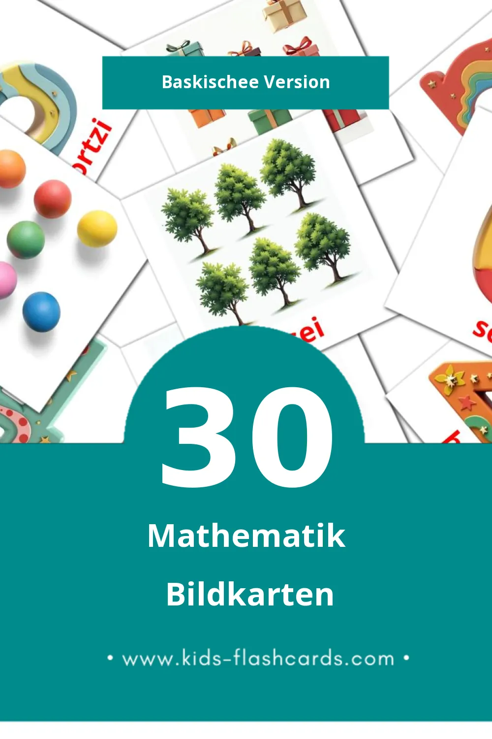 Visual Matematikak Flashcards für Kleinkinder (30 Karten in Baskische)