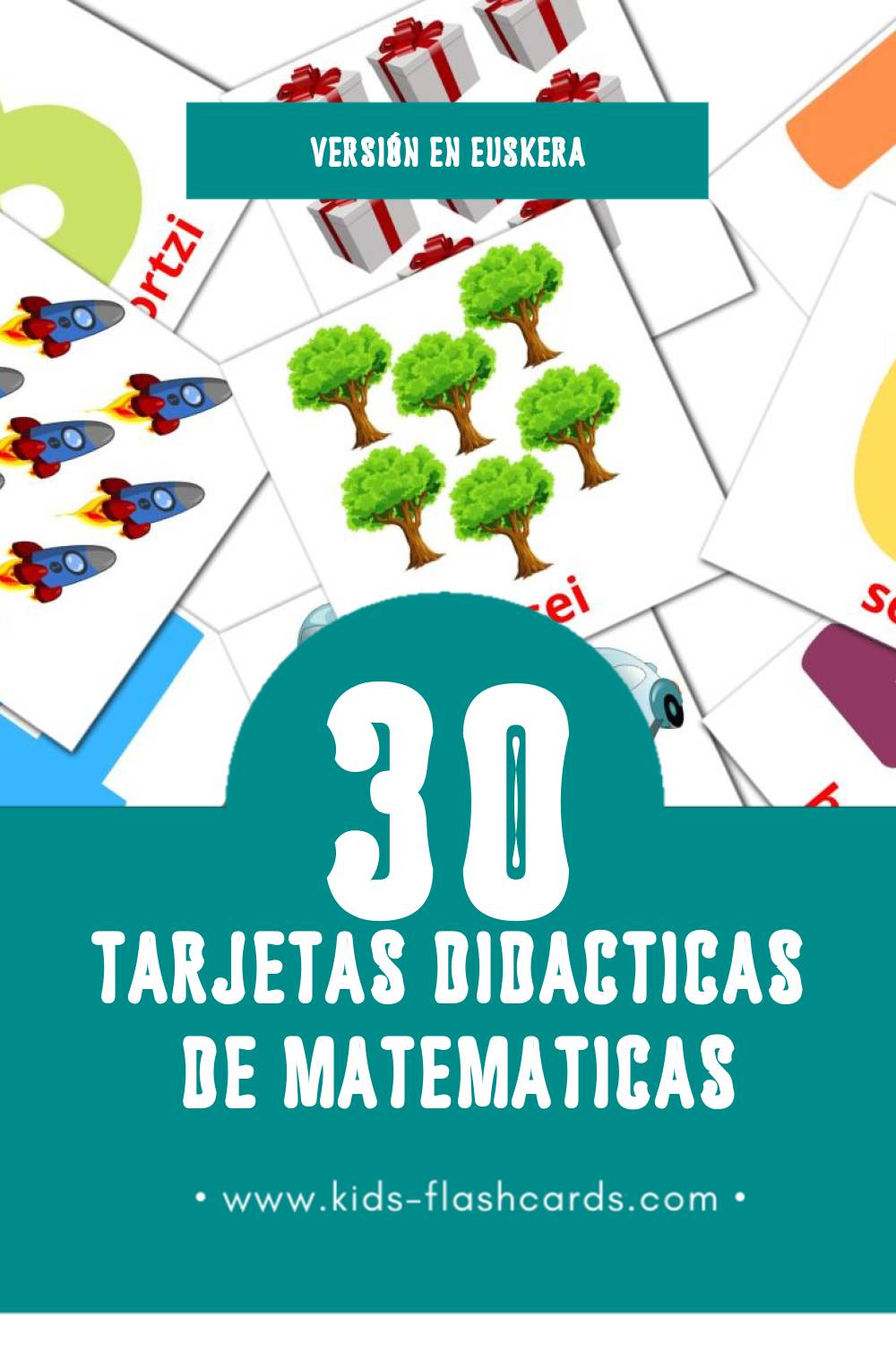 Tarjetas visuales de Matematikak para niños pequeños (30 tarjetas en Euskera)