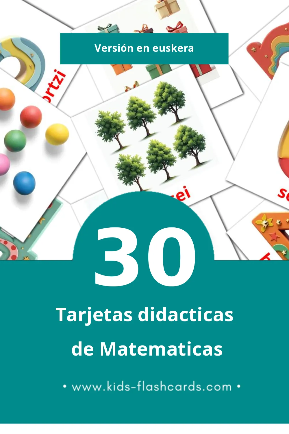 Tarjetas visuales de Matematikak para niños pequeños (30 tarjetas en Euskera)