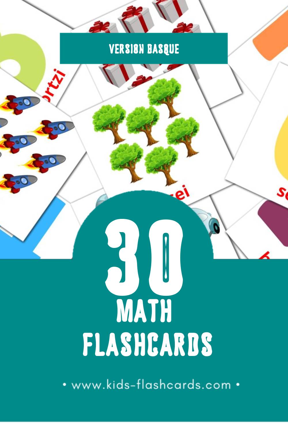 Flashcards Visual Matematikak pour les tout-petits (30 cartes en Basque)