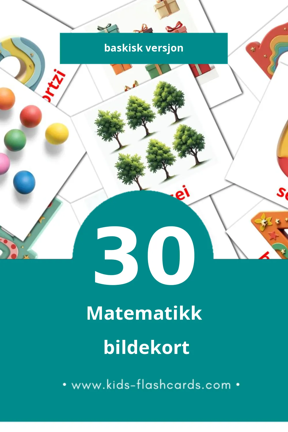 Visuella Matematikak för småbarn (30 bildkort för barn på Baskisk)