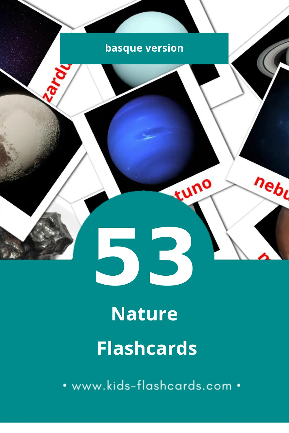 Visual natura Flashcards for Toddlers (53 cards in Basque)