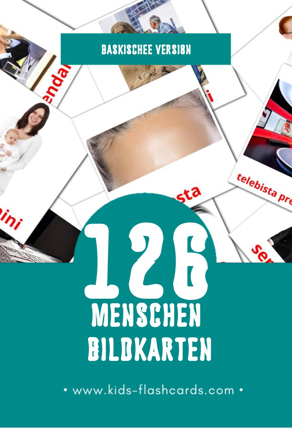 Visual Pertsonak Flashcards für Kleinkinder (126 Karten in Baskische)
