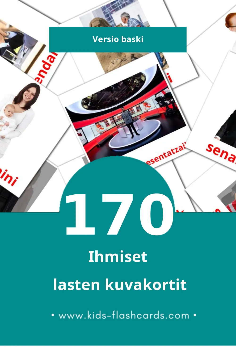Pertsonak lasten kuvakortit pikkulapsille (170 korttia Baskiksi)