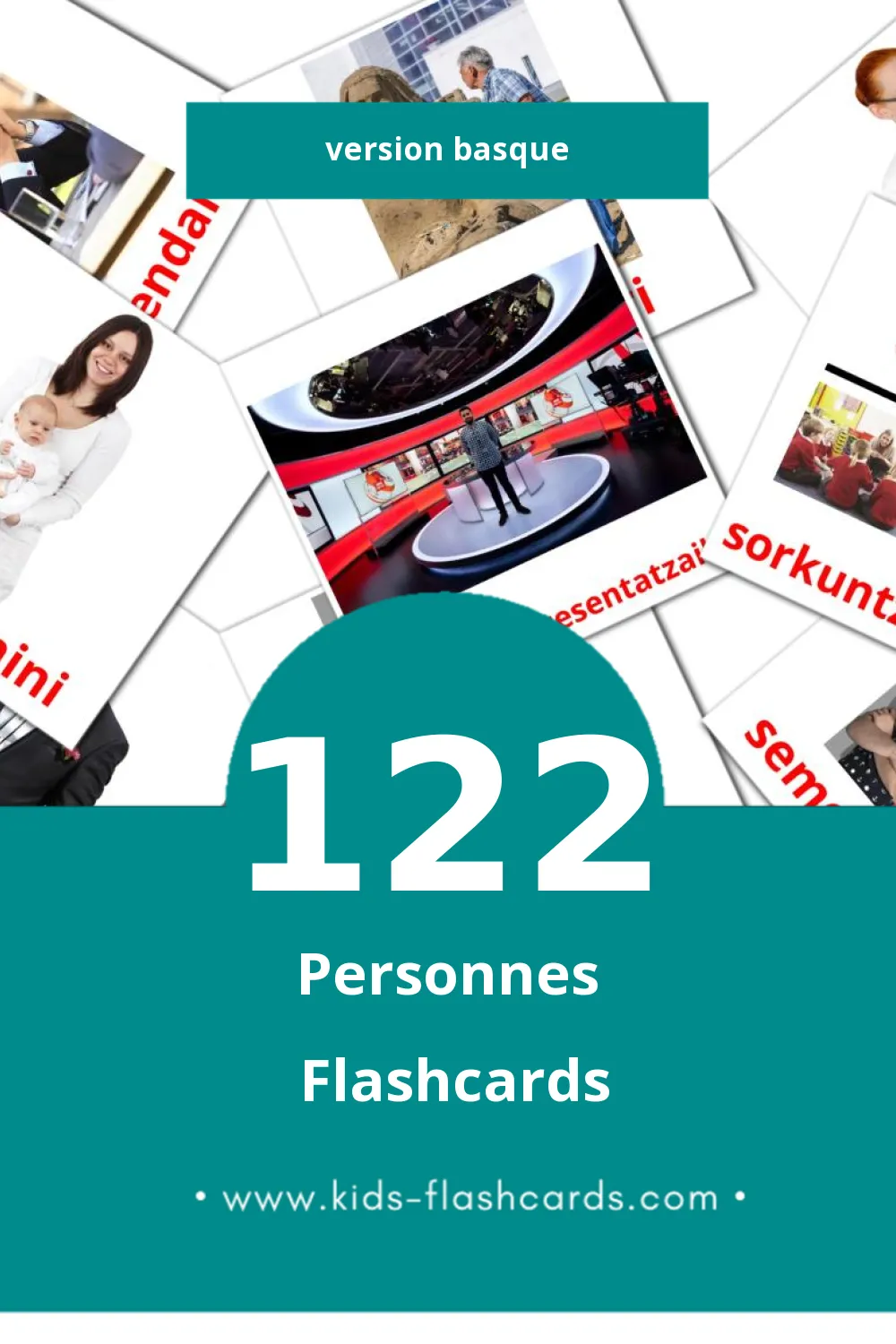 Flashcards Visual Pertsonak pour les tout-petits (170 cartes en Basque)